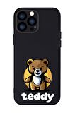 iPhone 13 Pro Max Uyumlu Teddy Desenli Kamera Lens Korumalı Darbe Emici Silikonlu Lansman Kılıf