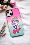 iPhone 14 Plus Uyumlu Play The Sun Desenli Premium Rainbow Silikonlu Telefon Kılıfı