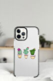 iPhone 14 Pro Max Üçlü Kaktüs Desenli Casetify Darbe Emci Silikonlu Telefon Kılıfı