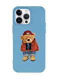 iPhone 14 Pro Max Uyumlu Teddy Bear Desenli Premium Silikonlu Lansman Telefon Kılıfı
