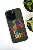 iPhone 14 Pro Max Uyumlu The World Desenli Premium Silikonlu Haki Lansman Telefon Kılıfı