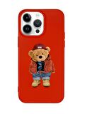 iPhone 14 Pro Uyumlu Teddy Bear Desenli Premium Silikonlu Lansman Telefon Kılıfı