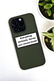iPhone 14 Pro Uyumlu Everything Desenli Premium Silikonlu Haki Lansman Telefon Kılıfı