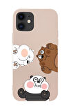 iPhone 12 Mini Uyumlu Cute Animals Desenli Premium Silikonlu Telefon Kılıfı