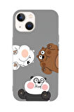 iPhone 14 Uyumlu Cute Animals Desenli Premium Silikonlu Telefon Kılıfı