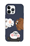 iPhone 15 Pro Uyumlu Cute Animals Desenli Premium Silikonlu Telefon Kılıfı