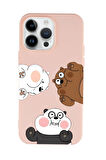 iPhone 15 Pro Max Uyumlu Cute Animals Desenli Premium Silikonlu Telefon Kılıfı