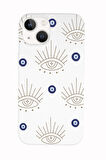 iPhone 15 Plus Uyumlu Evil Eye Desenli Premium Silikonlu Telefon Kılıfı