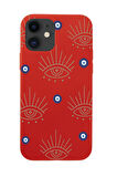 iPhone 12 Uyumlu Evil Eye Desenli Premium Silikonlu Telefon Kılıfı