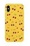 iPhone X Uyumlu Kiraz Desenli Premium Silikonlu Telefon Kılıfı