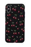 iPhone X Uyumlu Kiraz Desenli Premium Silikonlu Telefon Kılıfı