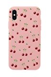 iPhone Xs Max Uyumlu Kiraz Desenli Premium Silikonlu Telefon Kılıfı