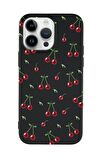 iPhone 15 Pro Max Uyumlu Kiraz Desenli Premium Silikonlu Telefon Kılıfı