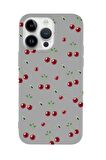 iPhone 15 Pro Max Uyumlu Kiraz Desenli Premium Silikonlu Telefon Kılıfı