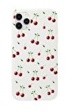 iPhone 11 Pro Max Uyumlu Kiraz Desenli Premium Silikonlu Telefon Kılıfı