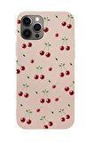 iPhone 12 Pro Uyumlu Kiraz Desenli Premium Silikonlu Telefon Kılıfı