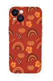 iPhone 13 Mini Uyumlu Sonbahar Desenli Premium Silikonlu Telefon Kılıfı