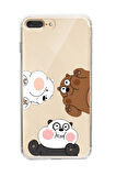 iPhone 7 Plus Uyumlu Cute Animals Desenli Premium Şeffaf Silikon Kılıf 