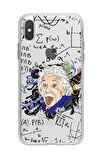iPhone XS Max Einstein In Formula Desenli Premium Şeffaf Silikon Kılıf