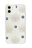 iPhone 12 Mini Uyumlu Evil Eye Desenli Premium Şeffaf Silikon Kılıf 