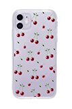 iPhone 11 Uyumlu Kiraz Premium Şeffaf Silikon Kılıf 