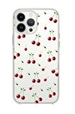 iPhone 15 Pro Max Uyumlu Kiraz Premium Şeffaf Silikon Kılıf 
