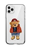 iPhone 11 Pro Max Teddy Bear Premium Şeffaf Silikon Kılıf