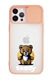 iPhone 12 Pro Max Teddy Kamera Koruma Sürgülü Kapaklı Telefon Kılıfı