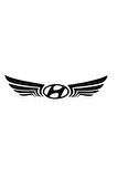 Hyundai İçin Uyumlu Aksesuar Kanatlı Logo Sticker Siyah 24*6 Cm