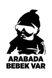 Arabada Bebek Var Oto Arka Cam Sticker Siyah 24*16 Cm