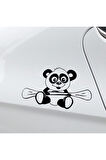 Kürek Çeken Panda Tasarım Oto Sticker Siyah