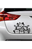 Sevimli Kediler Oto Stickerı Siyah 21*32 Cm