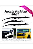 Canavar Pençe Izi Uzun Beyaz Oto Sticker 40*20 Cm