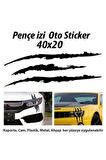 Monster Canavar Pençe Izi Uzun Far Sticker Siyah 40*20 Cm