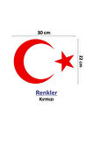 Kırmızı Türk Bayrağı Oto Kaput-Far Sticker 30 Cm