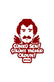 Çünki Sen Çölüme Yağmur Oldun Yazılı Oto Sticker Kırmızı 30*25 Cm