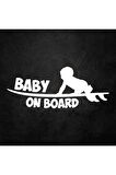 Baby On Board Arabada Bebek Var Sticker Beyaz 30*10 Cm