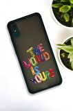 Xiaomi Redmi 9A Uyumlu The World Desenli Buzlu Şeffaf Lüx Telefon Kılıfı