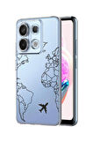 Xiaomi Redmi Note 13 Pro 4G Uyumlu World Map Lines Desenli Premium Silikonlu Şeffaf Telefon Kılıfı