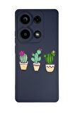 Xiaomi Redmi Note 13 Pro 4G Uyumlu Üçlü Kaktüs Desenli Premium Silikonlu Lansman Telefon Kılıfı
