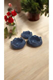 Dekoratif Obje Hediyelik Biblo Lotus Mumluk 3'lü Set 9 cm Füme