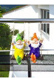 ikili Sallanan Cüce Bahçe Balkon Süsü (9x13 Cm) Set