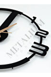 Dekoratif Sessiz Siyah Metal Duvar Saati 45x45cm