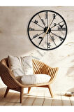 Dekoratif Sessiz Siyah Metal Duvar Saati 60x60cm