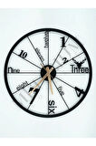 Dekoratif Sessiz Siyah Metal Duvar Saati 60x60cm