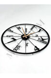 Dekoratif Sessiz Siyah Metal Duvar Saati 60x60cm
