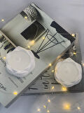 Dekoratif 2'li Beton Lotus Soya Mum Set