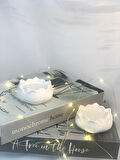 Dekoratif 2'li Beton Lotus Soya Mum Set