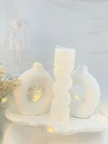 Dekoratif Beton Organizer Tabak İkili Vazo İda Soya Mum Set