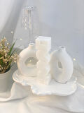 Dekoratif Beton Organizer Tabak İkili Vazo İda Soya Mum Set